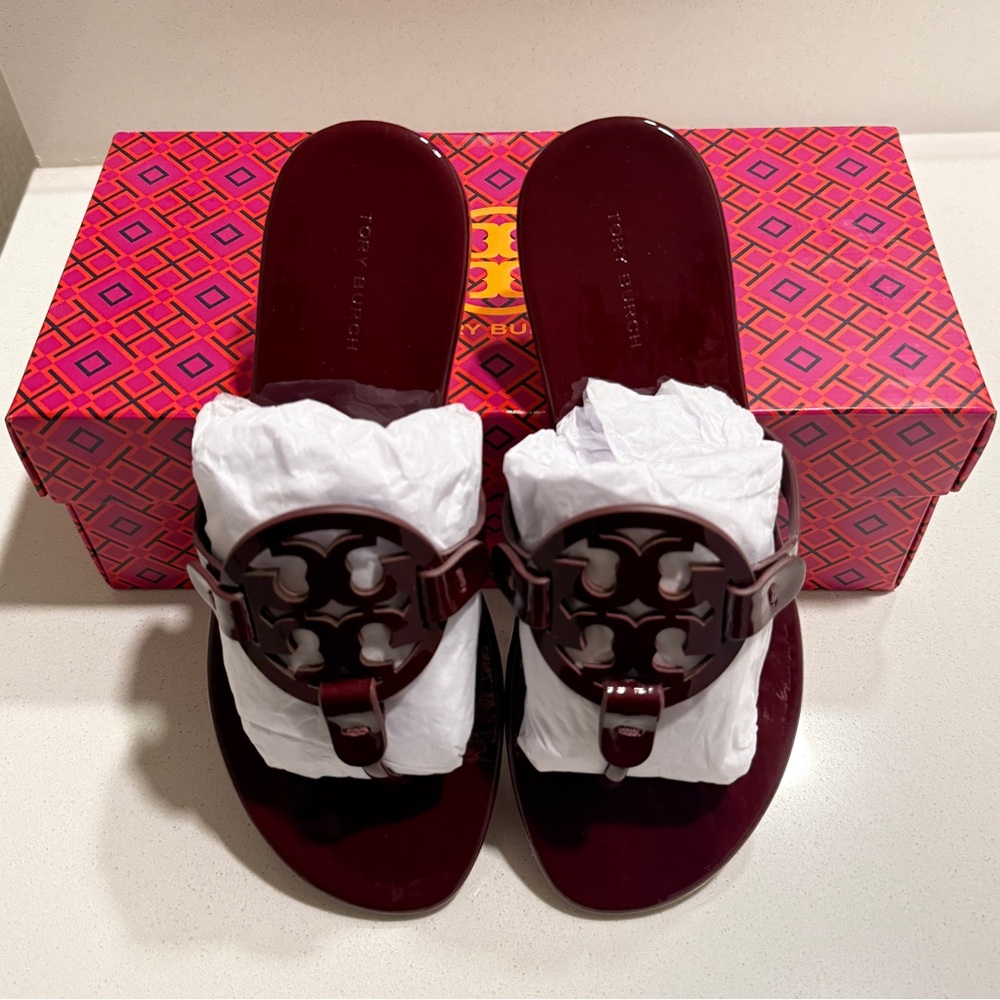 Authentic TORY BURCH Miller SOFT Patent Leather Color: Bordeaux (Burgundy)